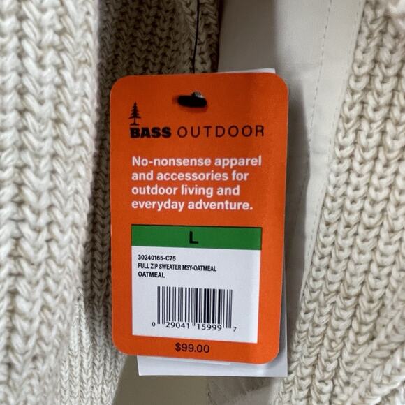 $99 MSRP Bass Outdoor Size L Mens Cardigan Sweater Ribbed Elbow Patches Zip Up - Picture 4 of 9